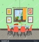 Стоковая векторная графика «Modern Cozy Dining Room Interior Table» (без  лицензионных платежей), 1072371875